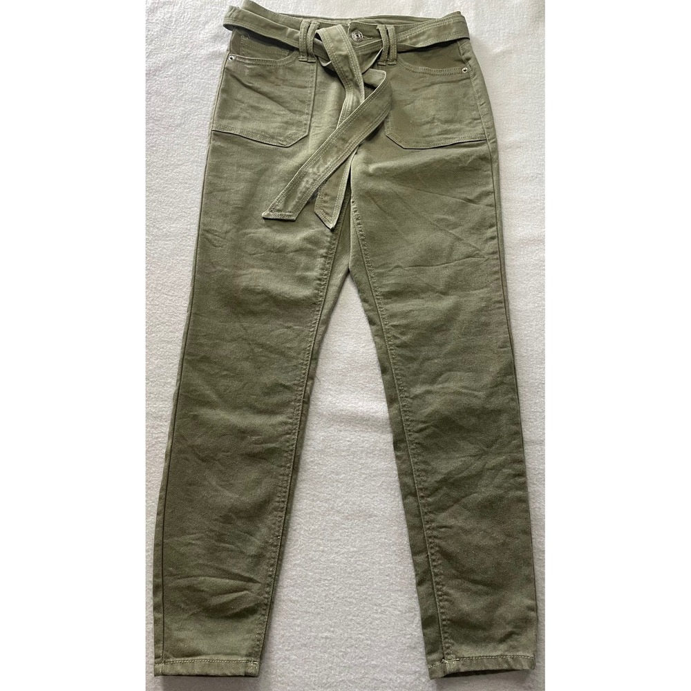 Vanilla Star‎ Olive Green Tie Waist Utility Pants Slim Fit Size 28/7 High Rise